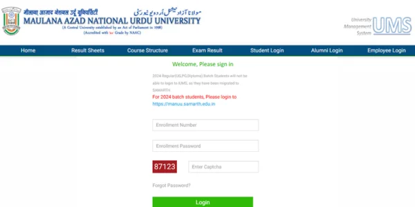 MANUU Student Login