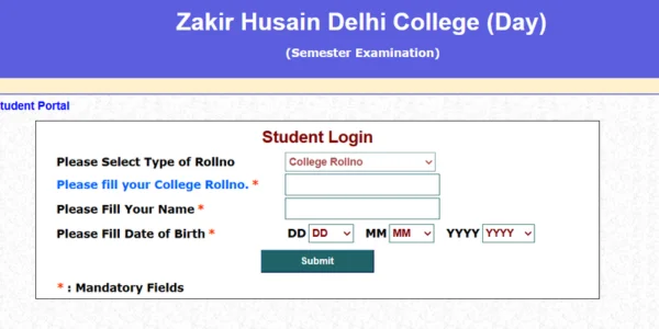 Zakir Husain Delhi College Student Login